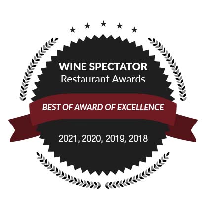 Wine Spectator Restaurant Awards, Best of Award of Excellence: 2021, 2019, 2018