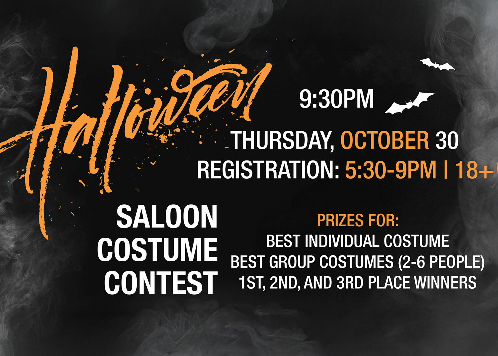 Fall Semester <span style="white-space:nowrap;">18 & Over</span> Night
Halloween Costume Contest