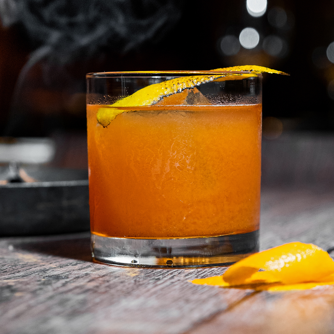 Los Javis mezcal paired with pumpkin and angostura bitters.