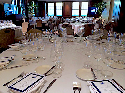 A close up of a table set for dinner.