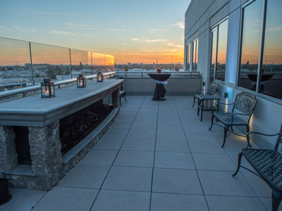 View of the Terrace with lanterns.