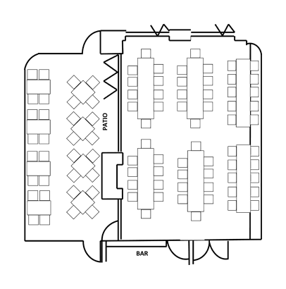 The floor plan of The Porch & Patio.